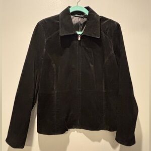 Relativity 100% Genuine Leather Black Bomber Jacket (Feels Like Suede) – Size XL